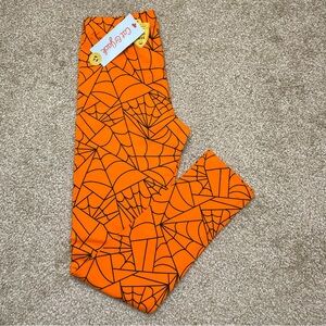 NEW Cat & Jack Halloween Spiderweb Leggings (Orange/Black) Girls Size Medium 7/8